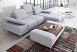 Comfortable corner sofa Lazarro 236 x 170 cm with chrome legs