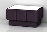 Upholstered bedside table with lacobel