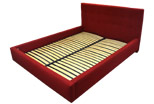 Upholstered bed with a rack